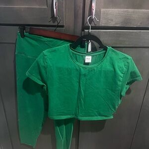Aritzia TNA Vibrant Green Top and Leggings